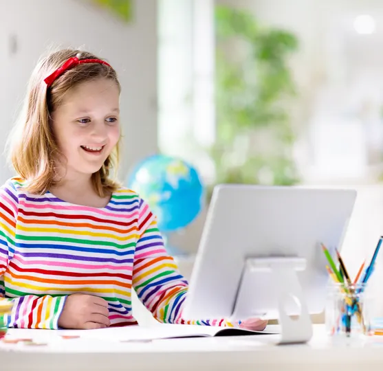 Girl learning 3D design on a computer